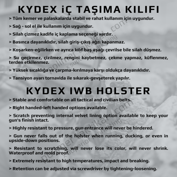 Glock 17 Kydex Silah Kılıfı İç Taşıma