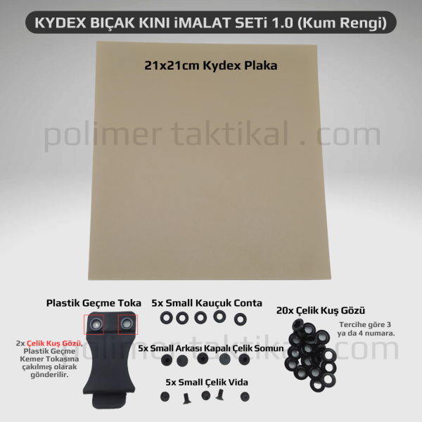 Kydex Bıçak Kılıfı İmalat Seti 1 | Kydex Bıçak Kını İmalat Seti 1 (Plastik Geçme Toka)