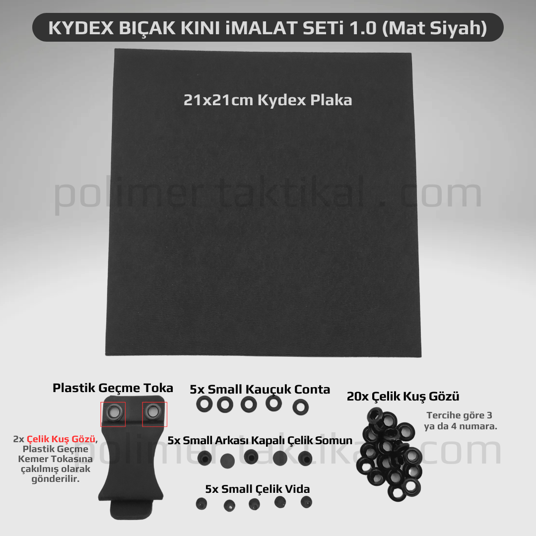 Kydex Bıçak Kılıfı İmalat Seti 1 | Kydex Bıçak Kını İmalat Seti 1 (Plastik Geçme Toka)