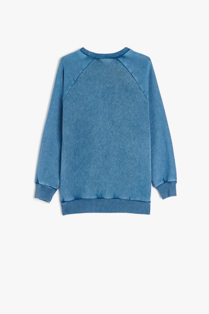 Koton Erkek Çocuk Pamuklu Baskı Detaylı Oversize Bisiklet Yaka Sweatshirt