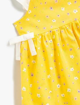 Koton Kız Çocuk Çiçekli Elbise Askılı Fırfırlı Pamuklu