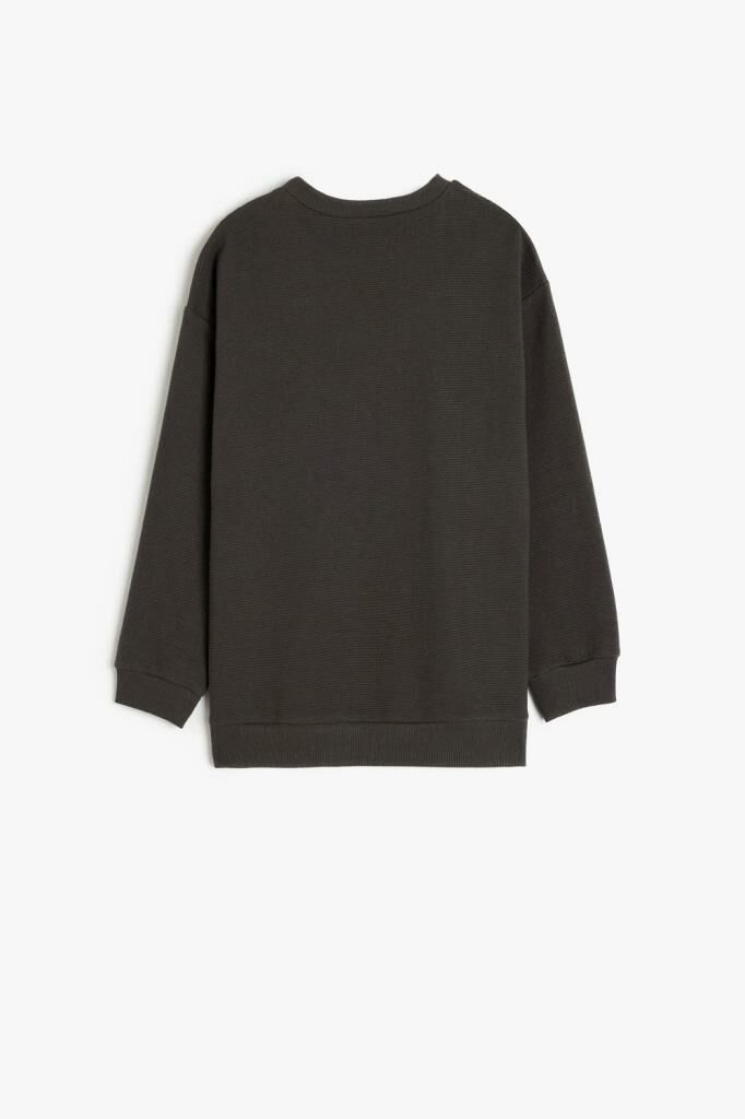 Koton Erkek Çocuk Uzun Kollu Etiket Detaylı Oversize Basic Sweatshirt