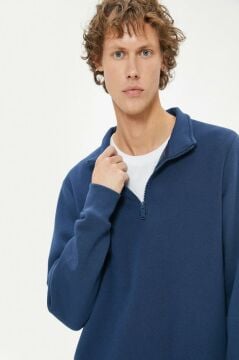 Koton Yarım Fermuarlı Yaka Sweatshirt Uzun Kollu Pamuk Karışımlı