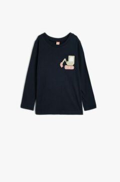Koton Lacivert Erkek Bebek Uzun Kol T-Shirt