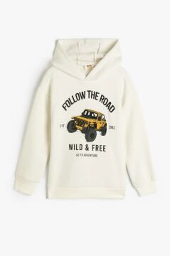 Koton Erkek Çocuk Kapşonlu Sweatshirt Uzun Kollu Baskı Detaylı Şardonlu