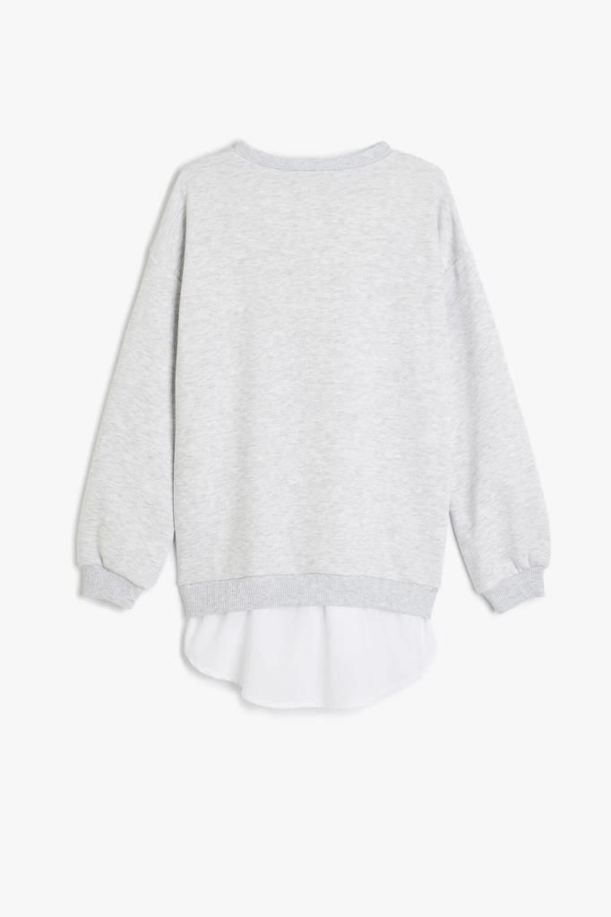 Koton Kız Çocuk Slogan Baskılı Bisiklet Yaka Uzun Kollu Oversize Sweatshirt