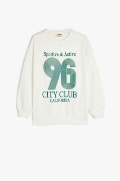 Koton Kız Çocuk Kolej Baskılı Uzun Kollu Bisiklet Yaka Sweatshirt