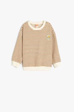 Koton Erkek Bebek Bisiklet Yaka Uzun Kollu Çizgili Sweatshirt