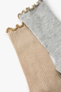 Koton Kadın 2'li Soket Çorap Seti Fırfır Detaylı Çok Renkli