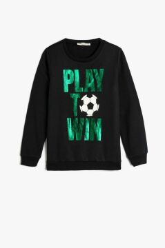 Koton Erkek Çocuk Sweatshirt Uzun Kollu Bisiklet Yaka Futbol Baskılı Şardonlu