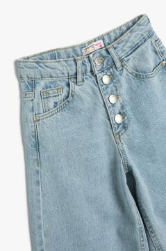 Koton Kız Çocuk Bol Paça Kot Pantolon Cep Detaylı Pamuklu - Wide Leg Jean