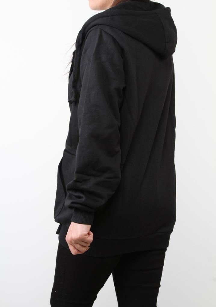 Hipatu 2 İp Şardonlu Fermuarlı Kapşonlu Oversize Sweatshırt Ceket