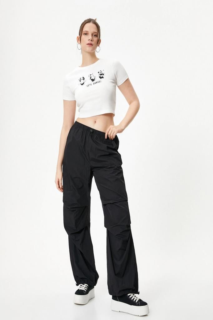 Koton Panda Baskılı Tişört Slim Fit Pamuklu Kısa Kollu Bisiklet Yaka