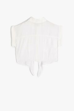 Koton Kız Çocuk Crop Gömlek Önden Bağlama Detaylı Kısa Kollu Cepli Modal Kumaş
