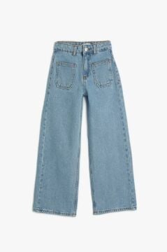 Koton Kız Çocuk İspanyol Paça Kot Pantolon Cep Detaylı Normal Bel - Flare Jean