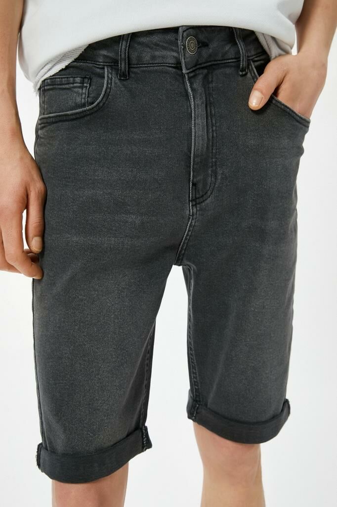 Koton Kot Şort Slim Fit 5 Cepli Düğmeli