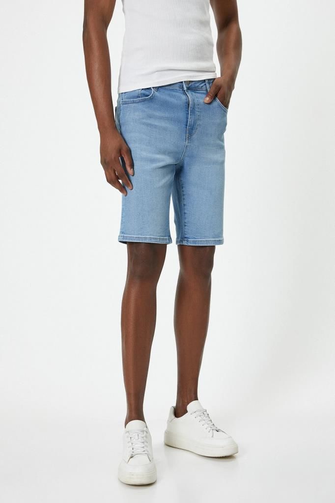 Koton Kot Şort Bermuda Slim Fit Düğmeli Cep Detaylı