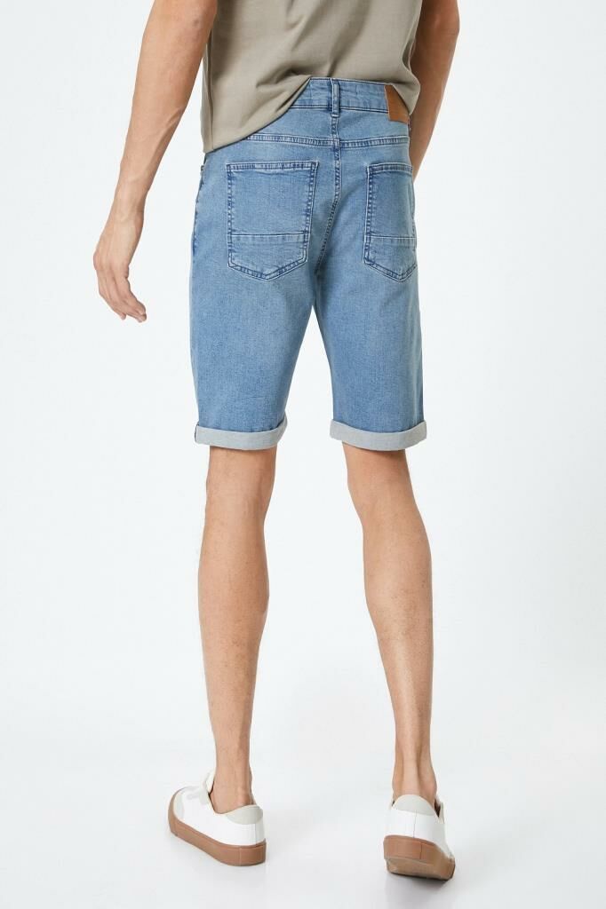 Koton Kot Şort Slim Fit Düğmeli Cepli Katlı Paça