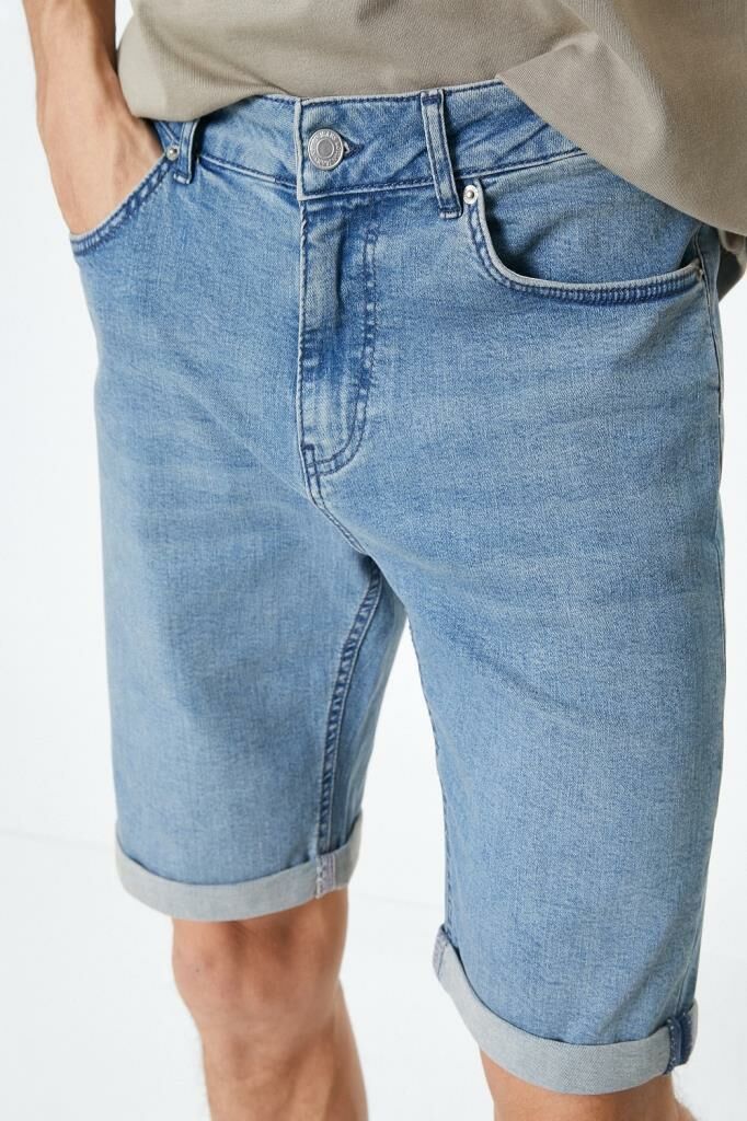 Koton Kot Şort Slim Fit Düğmeli Cepli Katlı Paça