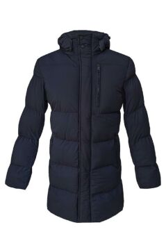 Hipatu Süvari Slim Fit Kapşonlu Lacivert Uzun Dolum Mont