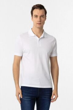 Hipatu Süvari Beyaz Slim Fit Düz Polo Yaka Tişört