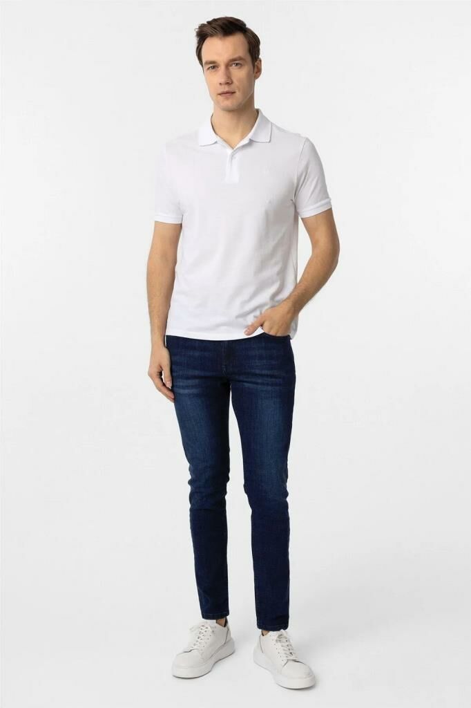 Hipatu Süvari Beyaz Slim Fit Düz Polo Yaka Tişört