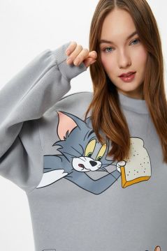 Koton Tom ve Jerry Sweatshirt Lisanslı Rahat Kalıp Bisiklet Yaka Uzun Kollu