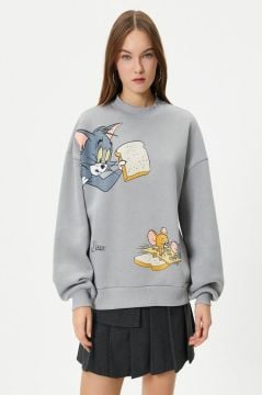 Koton Tom ve Jerry Sweatshirt Lisanslı Rahat Kalıp Bisiklet Yaka Uzun Kollu