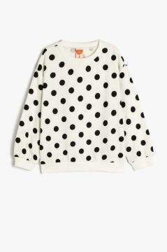 Koton Kız Bebek Baskılı Pamuklu Bisiklet Yaka Uzun Kollu Sweatshirt