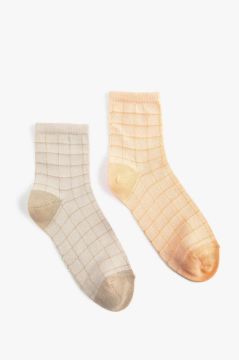 Koton Kadın Kareli 2'li Soket Çorap Seti Çok Renkli