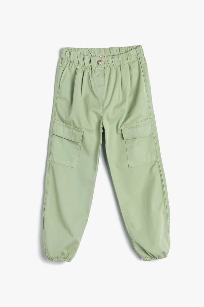 Koton Kız Bebek Paraşüt Kot Pantolon Pamuklu Beli Lastikli Cepli - Parachute Jean