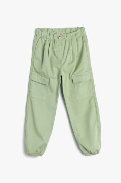 Koton Kız Bebek Paraşüt Kot Pantolon Pamuklu Beli Lastikli Cepli - Parachute Jean