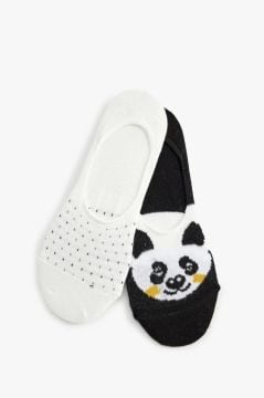 Koton Kadın Babet Çorap Seti 2'li Çok Renkli Panda Desenli