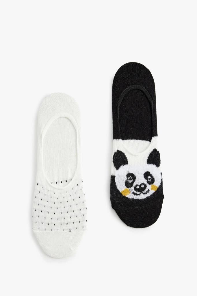 Koton Kadın Babet Çorap Seti 2'li Çok Renkli Panda Desenli