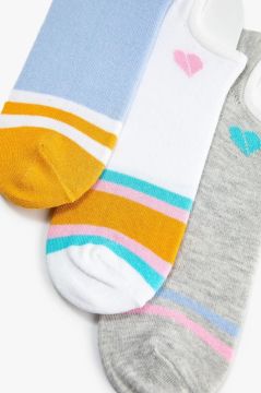 Koton Kadın 3'lü Kalpli Patik Çorap Seti Çok Renkli