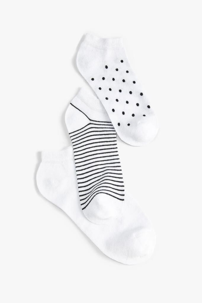 Koton Kadın Puantiyeli Çizgili 3'lü Patik Çorap Seti