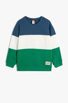 Koton Erkek Bebek Sweatshirt Uzun Kollu Renk Bloklu Pamuklu