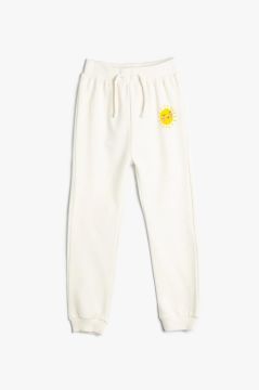Koton Kız Bebek Basic Jogger Eşofman Altı Beli Lastikli Pamuklu Baskı Detaylı