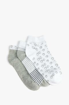 Koton Kadın Çizgili 3'lü Patik Çorap Seti Çok Renkli