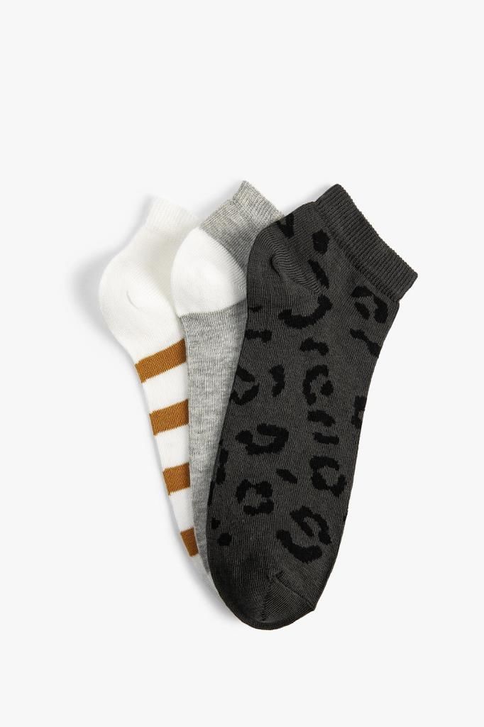 Koton Kadın Leopar Desenli Çorap 3'lü Çok Renkli