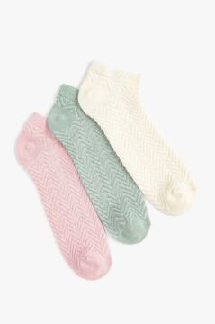 Koton Kadın 3'lü Patik Çorap Seti Dokulu Çok Renkli