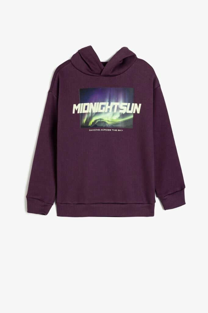 Koton Erkek Çocuk Oversize Kapşonlu Sweatshirt Baskı Detaylı Uzun Kollu