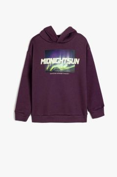 Koton Erkek Çocuk Oversize Kapşonlu Sweatshirt Baskı Detaylı Uzun Kollu