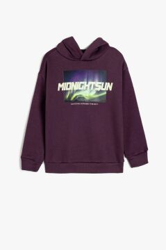 Koton Erkek Çocuk Oversize Kapşonlu Sweatshirt Baskı Detaylı Uzun Kollu