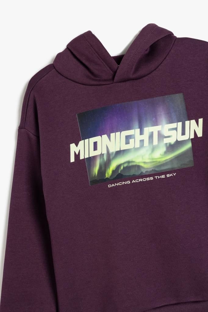 Koton Erkek Çocuk Oversize Kapşonlu Sweatshirt Baskı Detaylı Uzun Kollu
