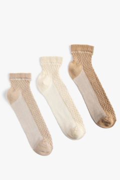 Koton Kadın 3'lü Uzun Patik Çorap Seti Geometrik Desenli