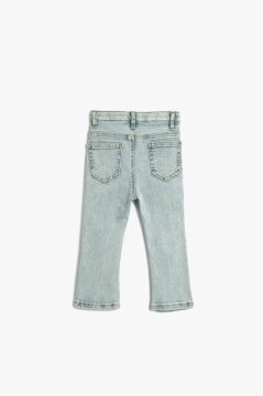 Koton Kız Bebek İspanyol Paça Kot Pantolon Cepli Pamuklu - Flare Jean