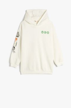 Koton Erkek Çocuk Kapşonlu Sweatshirt Arkası Baskılı Şardonlu Uzun Kollu