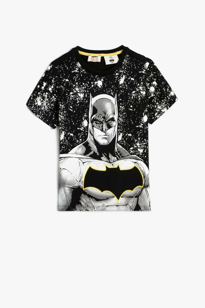 Koton Erkek Çocuk Batman Tişört Lisanslı Kısa Kollu Bisiklet Yaka Pamuklu