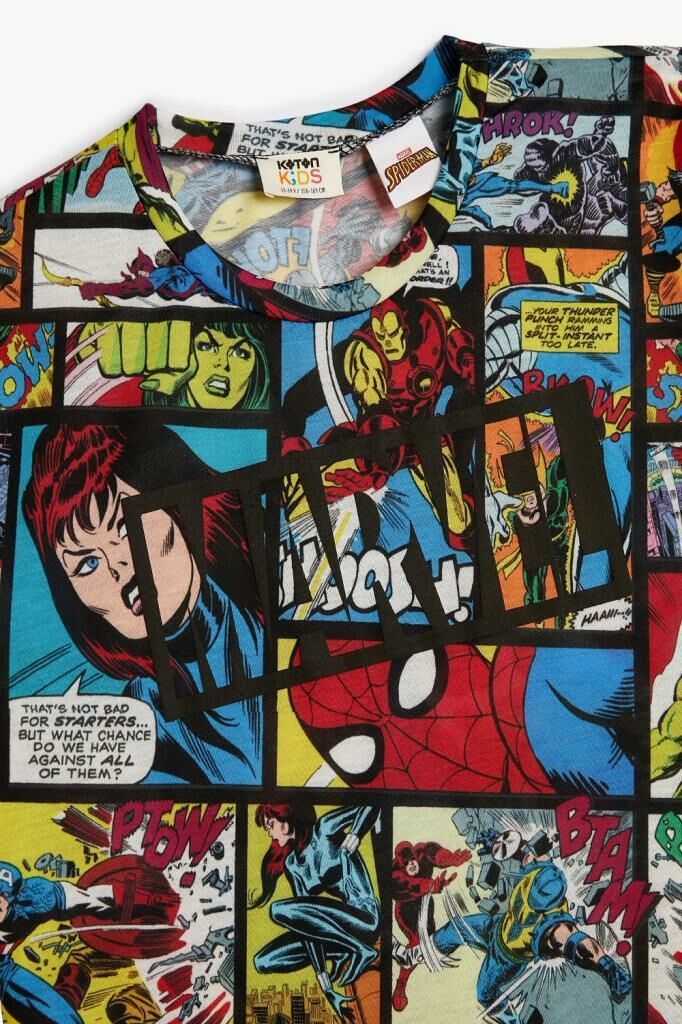 Koton Erkek Çocuk Marvel Tişört Kısa Kollu Lisanslı Bisiklet Yaka Pamuklu